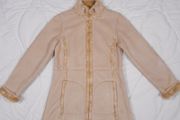Marks &amp; Spencer Beige Cream Suede Shearling Trim Zip-Up Jacket 12UK/40EU