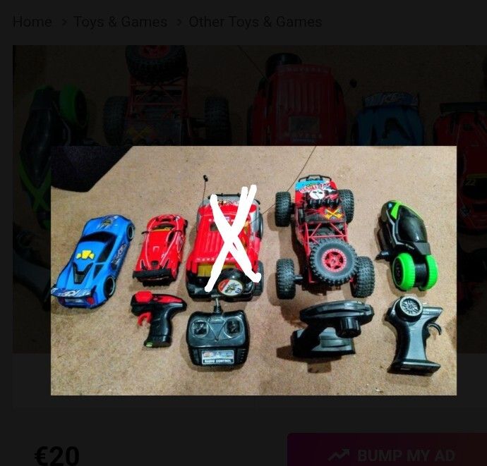 3 Toy remote control cars, 4 cars in total to be sold together