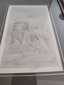 Diarmuid Mac Gabhann  framed print of Joyce' Tower Sandy cove Dublin Lithograph 3/75 Signed print.