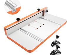 Drill Press Table, 605 x 300 mm, Worktable with an Adjustable Fence and Stop Block, Highly Compatible T-Slots, MDF Tabletop, Built-In Scale, Support Multiple Clamps and Vises, for Drill Presses