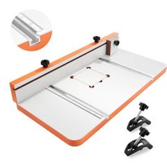 Drill Press Table, 605 x 300 mm, Worktable with an Adjustable Fence and Stop Block, Highly Compatible T-Slots, MDF Tabletop, Built-In Scale, Support Multiple Clamps and Vises, for Drill Presses