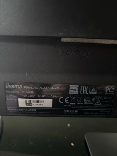 iiyama ProLite X2474HS 24 inch Full HD Monitor HDMI Excellent Condition