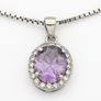 925 Silver Cubic Zirconia Halo Amethyst Necklace Image 2