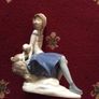 Beautiful glossy 10" girl with ice skates & with puppy ornament  Zaphir/lladro Image 2