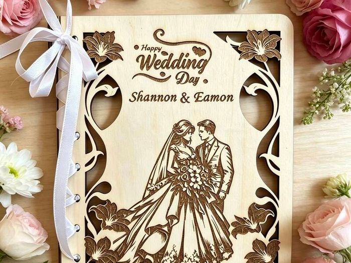 Wooden Wedding Card, Laser Cut & Engraved!
