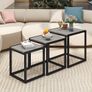 Wooden Nesting Tables Set of 3 Coffee Table, Stacking Side End Tables for Living Room, Grey Image 3