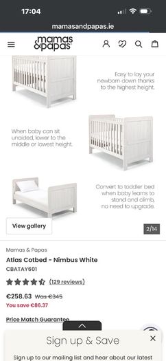 Mamas & Papas Cotbed & Mattress