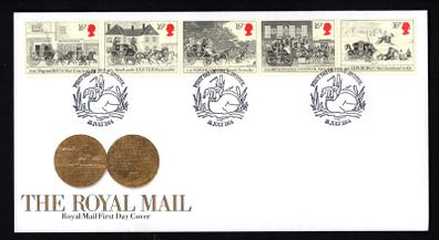 1984 Great Britain Bicentenary of First Mail Coach Run, Bath and Bristol to London Royal Mail Addressed First Day Cover (FDC)
