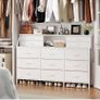 Dresser for Bedroom with 13 Drawers, 55 Wide Chest of Drawers, Fabric Dresser with 2 Wooden Shelves Image 7