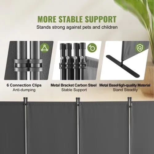 Room Divider, 4 Panel Room Dividers and Folding Privacy Screens, Fabric Partition Room Dividers for Office, Bedroom, Dining Room, Study, Freestanding, Light Gray