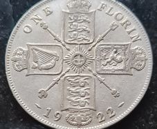 Beautiful United Kingdom 1922 Silver one florin coin