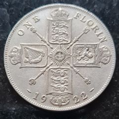 Beautiful United Kingdom 1922 Silver one florin coin