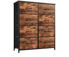Chest of Drawers for Bedroom with 8 Drawers, Wide Storage Organiser Fabric Dresser for Closet Nursery Bedside Living Room Laundry Entryway Hallway, Wood Grain Print