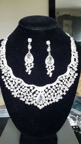 Bride's Designer Crystal Neck Piece and Earrings