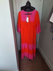 Pink and Orange Striped Maxi Dress