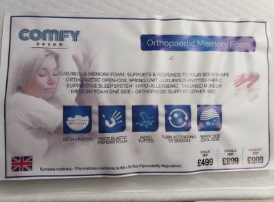 Brand New Tufted Sprung Memory Foam Mattresses Instock