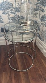 Set of 2 Glass & Chrome Nesting Side Tables