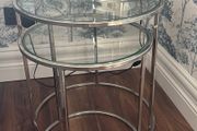 Set of 2 Glass &amp; Chrome Nesting Side Tables