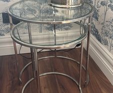 Set of 2 Glass & Chrome Nesting Side Tables