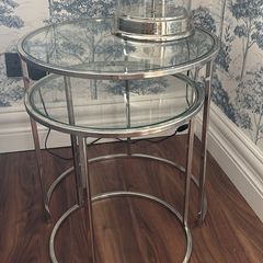 Set of 2 Glass & Chrome Nesting Side Tables