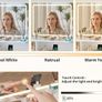 Dressing Table with LED Mirror, Vanity Desk with 3 Lighting Colours Mirror and Power Strip, Makeup Table Storage Set for Bedroom with 2 Drawers, 9 Open Shelves and Hair Dryer Holder, White Image 4