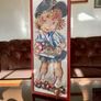 Vintage Wool Needlepoint Skater Girl Wall Art Framed Textile Decor Image 10