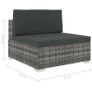 6 Piece Garden Lounge Set with Cushions Poly Rattan Grey Image 9