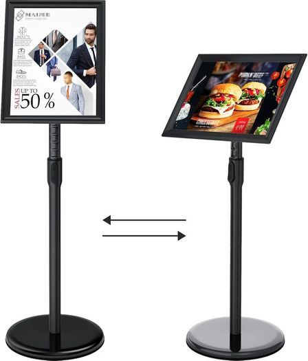 FoxRose Information Stand DIN A3 420 x 297 mm Height Adjustable Stainless Steel Information Stand