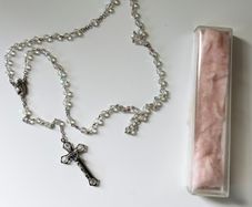 Holy Communion Vintage Pink Glass Rosary Beads