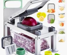 Vegetable Chopper Mandoline Slicer, All-in-1 Food Veggie Cutter with 9 Stainless Steel Blades, Cheese Grater Onion Potato Dicer with Container,Salad Spiralizer Kitchen Gadgets&Essentials