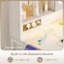Vanity Desk with Movable LED Mirror and 8 Drawers, Dressing Table with Built-in USB Power Outlets & RGB Light Strip, Vanity Table with 4-Layer Adjustable Shelves, White Makeup Desk 110/40/137cm Image 3