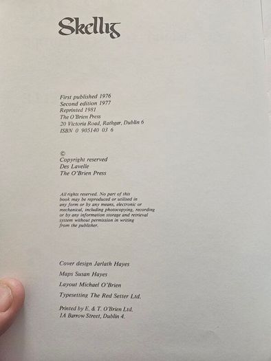 Skellig Island Outpost Of Europe. By Des Lavelle. Large Volume Hardback In Good Condition.  See Photos For Same