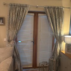 Home focus curtains x 2 sets and cushions poles and tie backs included