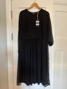 Black polka dot mesh dress
