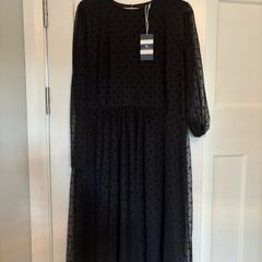 Black polka dot mesh dress
