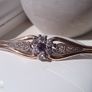 Vintage Rolled Gold Bangle Bracelet  Amethyst  Clear Stone Cluster Image 5