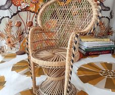 Wicker plant stand / peacock chair for dolls