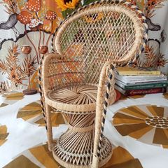 Wicker plant stand / peacock chair for dolls
