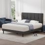 Small Double Bed Frame, Dark Grey, Upholstered Wooden Slat Bed Frame with Headboard, Easy Assembly, Underbed Storage, No Box Spring Needed 120 /190 Image 6