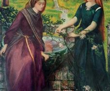 An Original Rare Print from Picture Relics - Dante's Vision of Rachel & Leah (1875) by Rossetti