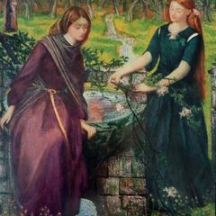 An Original Rare Print from Picture Relics - Dante's Vision of Rachel & Leah (1875) by Rossetti
