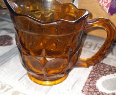 Large Vintage Heavy Art Deco Style Amber Glass Jug, Postage Available or Collection on all my items