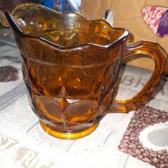 Large Vintage Heavy Art Deco Style Amber Glass Jug, Postage Available or Collection on all my items
