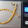 925 Sterling Silver Beaded Bracelet with Orange and Blue Stones Image 9