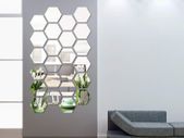 24 Pieces Removable Acrylic Mirror Setting Wall Sticker Decal for Home Living Room Bedroom Decor (Hexagon, 24 Pieces)