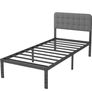 Single Bed Frame with Upholstered Headboard, 36 cm High, Heavy Image 2
