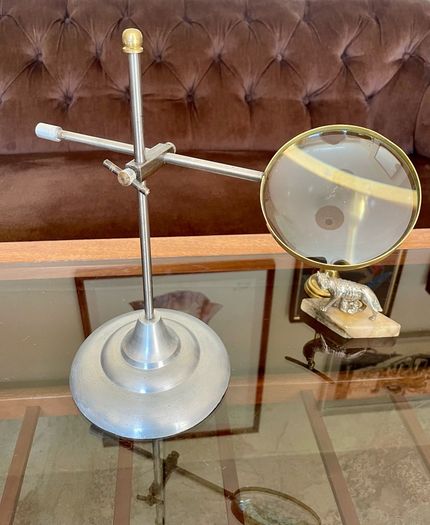 Nautical Decorative Magnifying Glass With Adjustable Stand Desktop Brass Detail