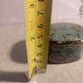 Vintage Paper Mache Lacquer Trinket Jewelry Box Hand-Painted Blue and Gold Floral Motif Image 3