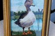 Framed duck painting