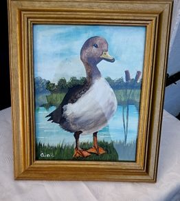 Framed duck painting
